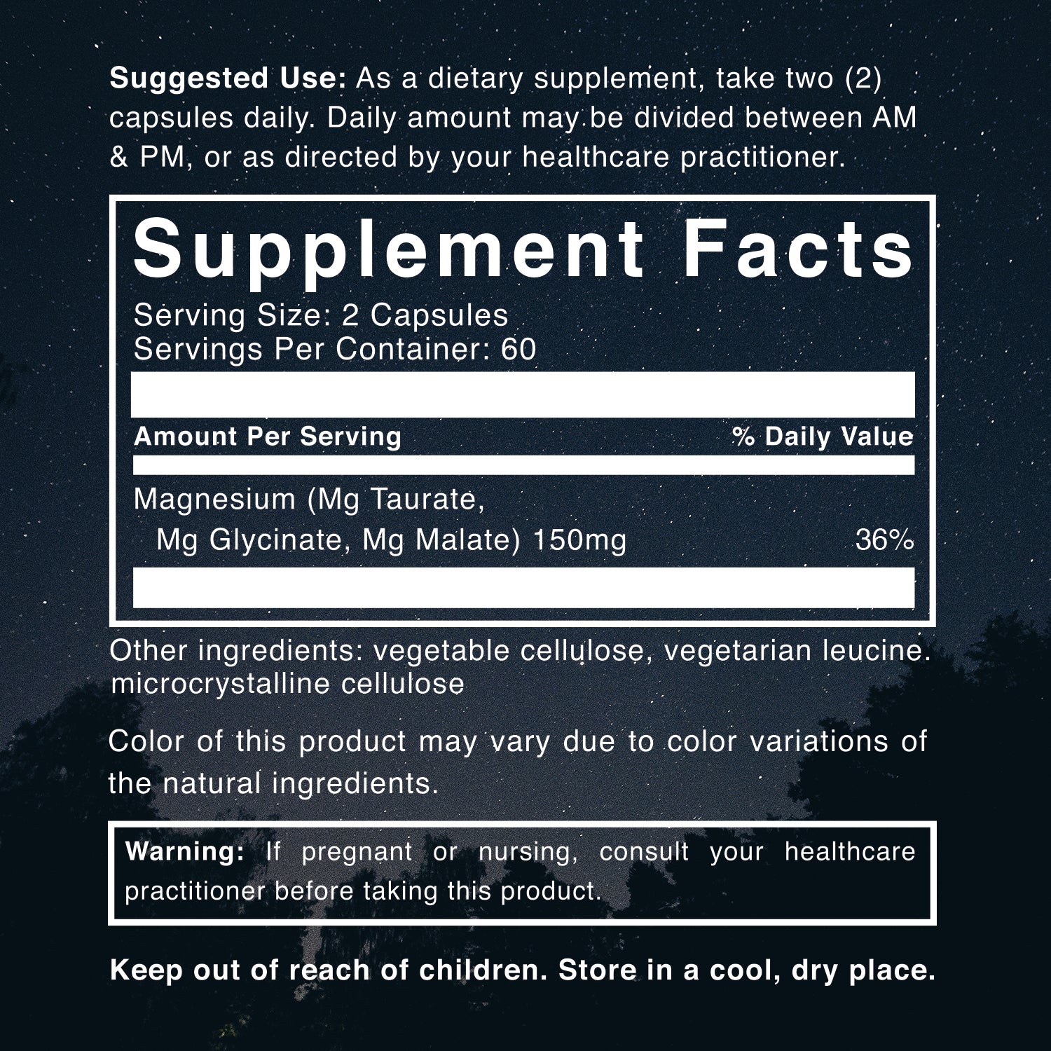 Triple Calm Magnesium - 150mg of Magnesium Taurate, Glycinate, and Malate (120 capsules)