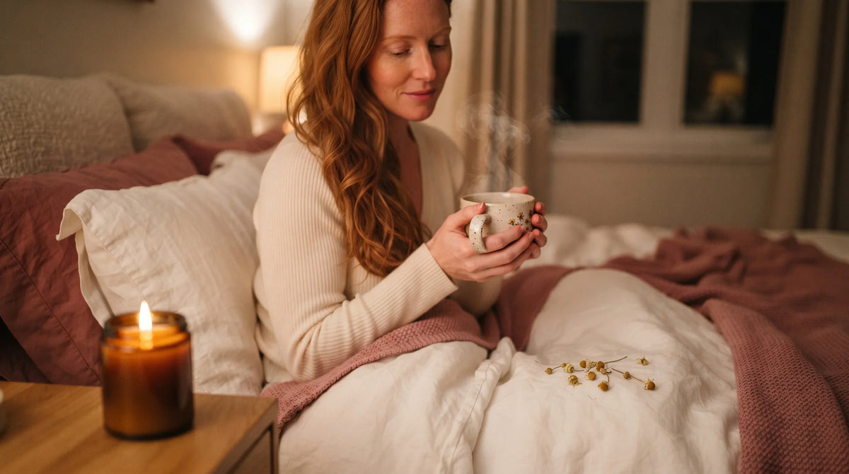 woman in her mid-30s with fair reddish-toned complexion and loose copper-red hair draped over one shoulder - Natural Rhythm Nutrition