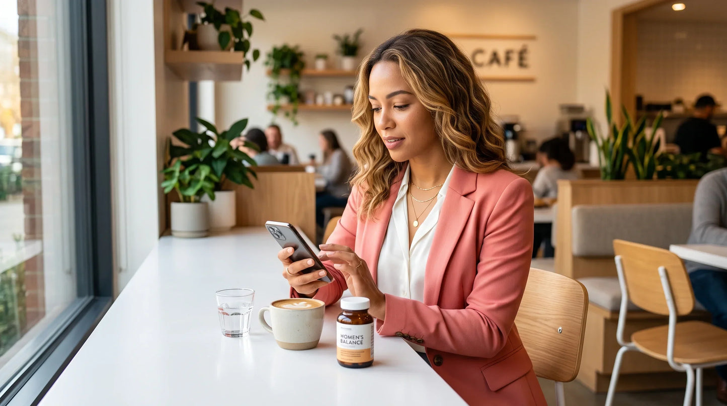 woman in her late 20s with warm medium complexion and wavy honey-brown hair - Natural Rhythm Nutrition