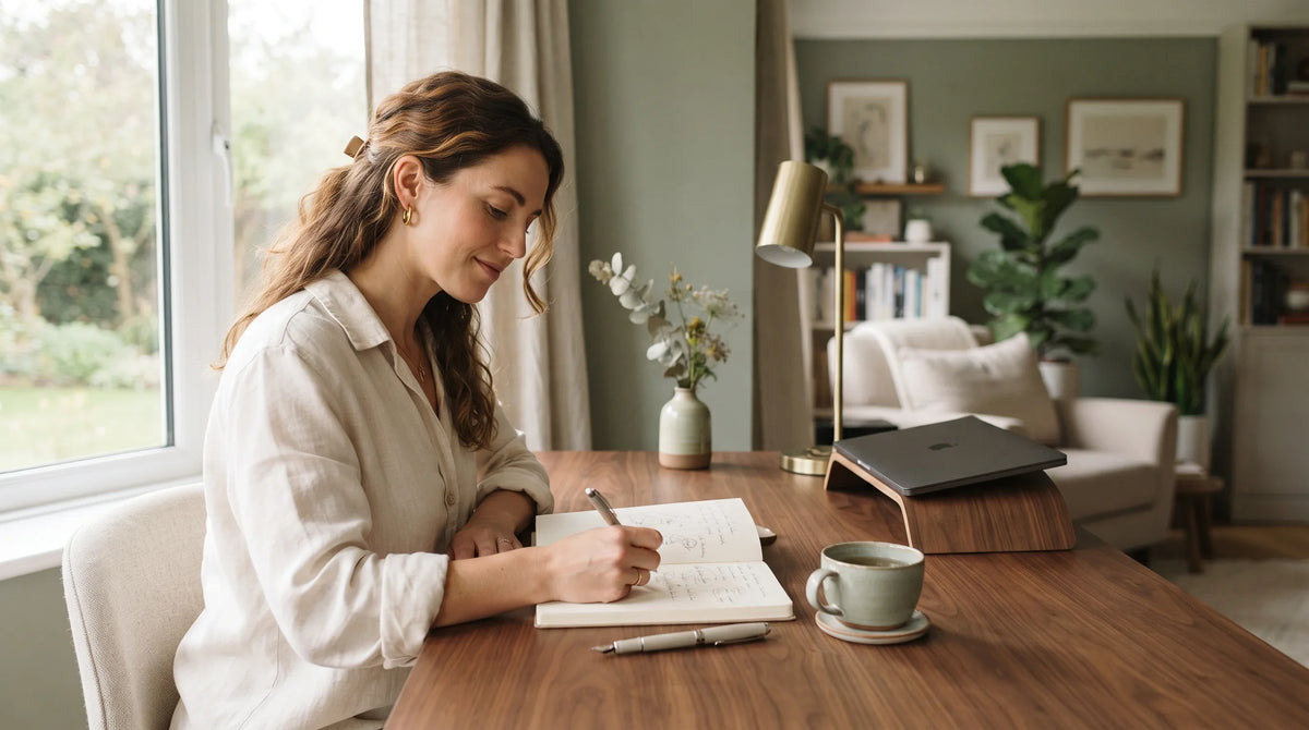 A creative professional at a clean desk with natural light - Natural Rhythm Nutrition