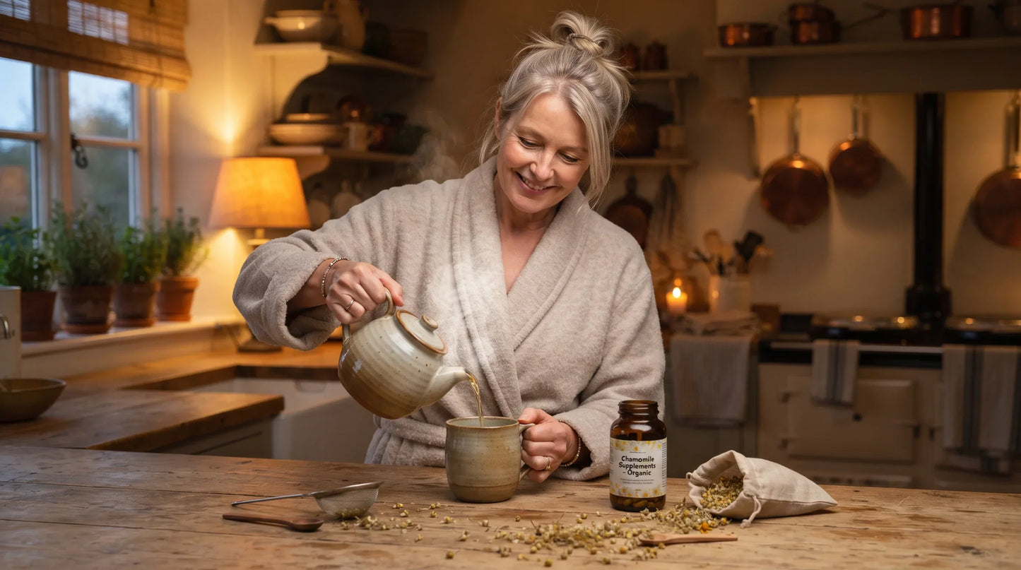 woman in her mid-50s with fair Northern European complexion and ash-blonde hair in a casual bun - Natural Rhythm Nutrition