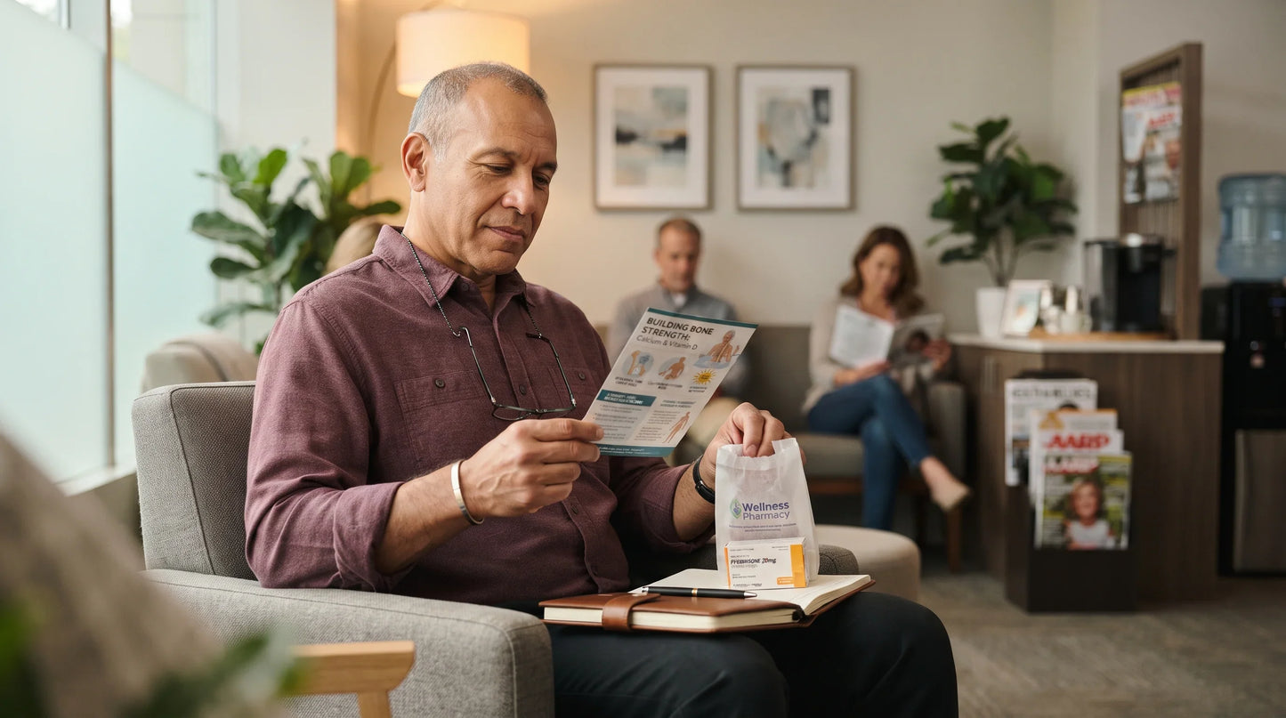 man in his early 60s with warm beige complexion and reading glasses on a chain - Natural Rhythm Nutrition