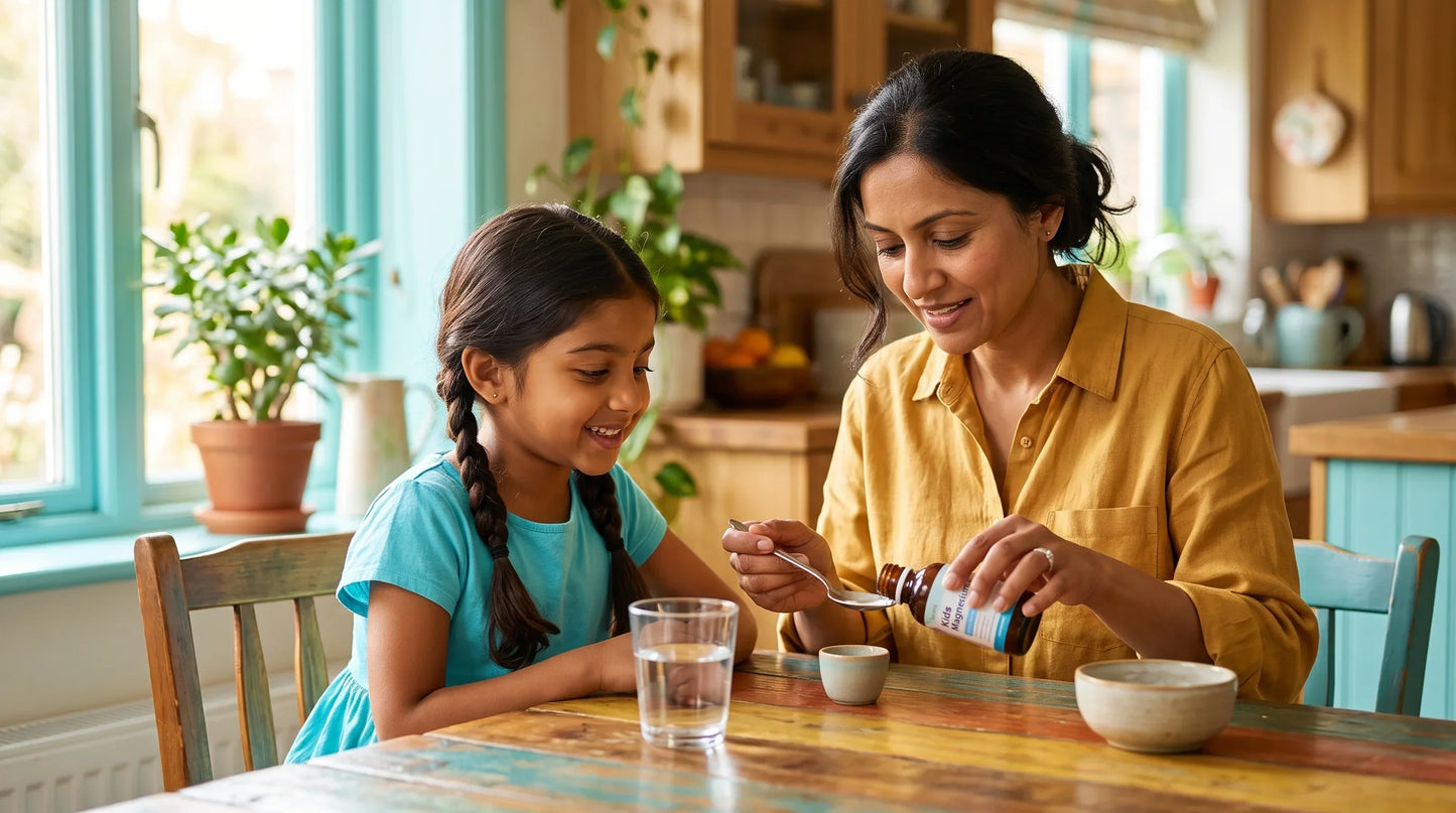 young girl around age 7 with warm golden South Asian complexion and two plaited pigtails - Natural Rhythm Nutrition