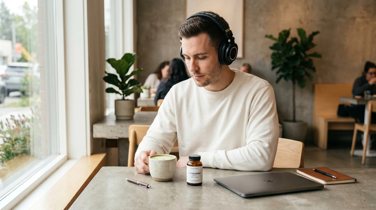 man in his late 20s with fair complexion and short dark hair wearing a clean off-white crew-neck sweatshirt — Natural Rhythm Nutrition