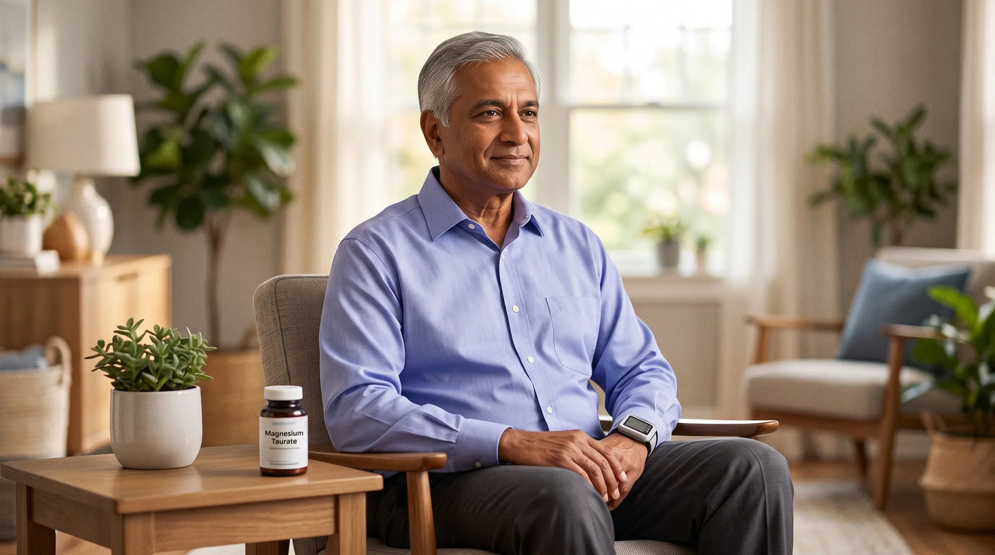 man in his late 60s with warm South Asian complexion and neat grey hair - Natural Rhythm Nutrition