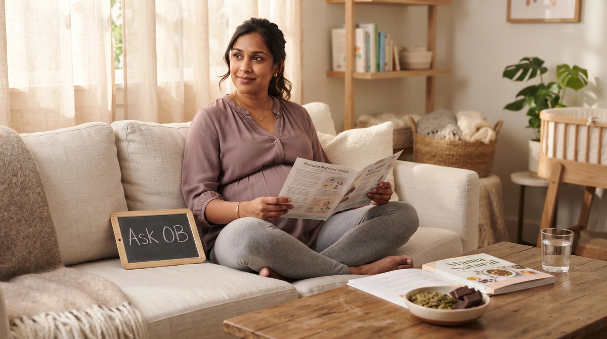 pregnant woman in her early 30s with warm brown South Asian complexion - Natural Rhythm Nutrition