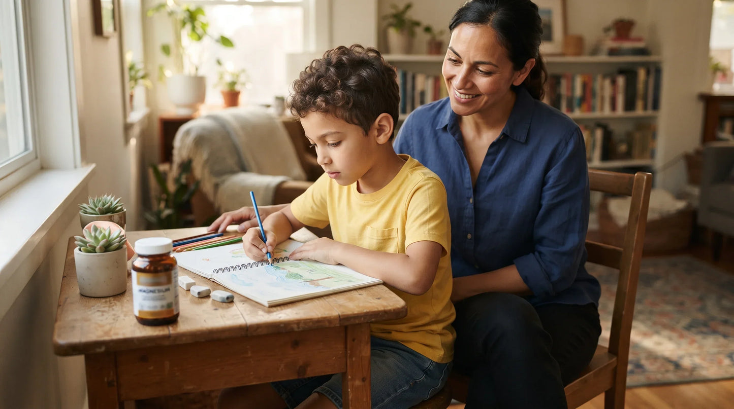 young boy around age 9 with light olive complexion and curly dark hair - Natural Rhythm Nutrition