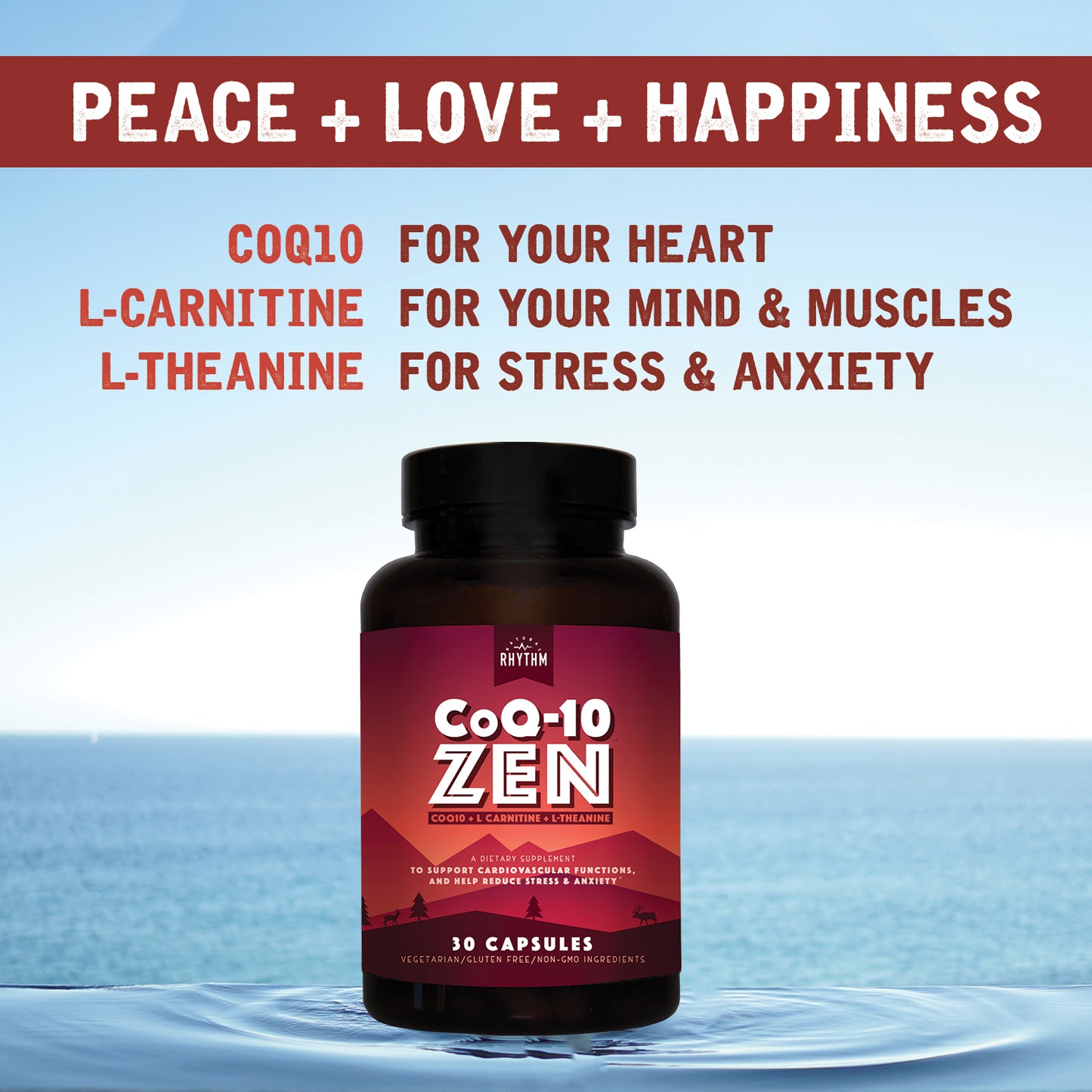 CoQ10 ZEN - CoQ10 + L-Carnitine + L-Theanine (30 Capsules) Natural Rhythm Nutrition CoQ10 ZEN - CoQ10 + L-Carnitine + L-Theanine (30 Capsules) Natural Rhythm Nutrition