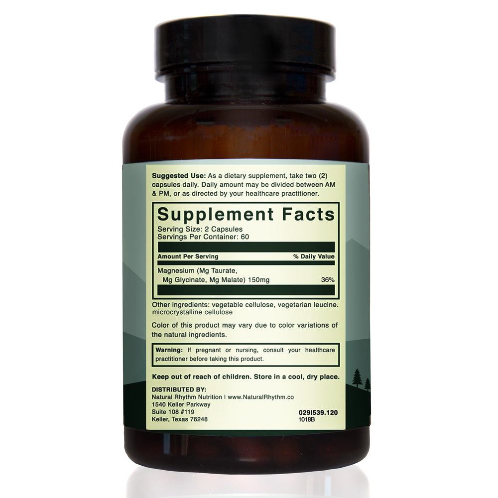 
                  
                    Triple Calm Magnesium - 150mg of Magnesium Taurate, Glycinate, and Malate (120 capsules)
                  
                