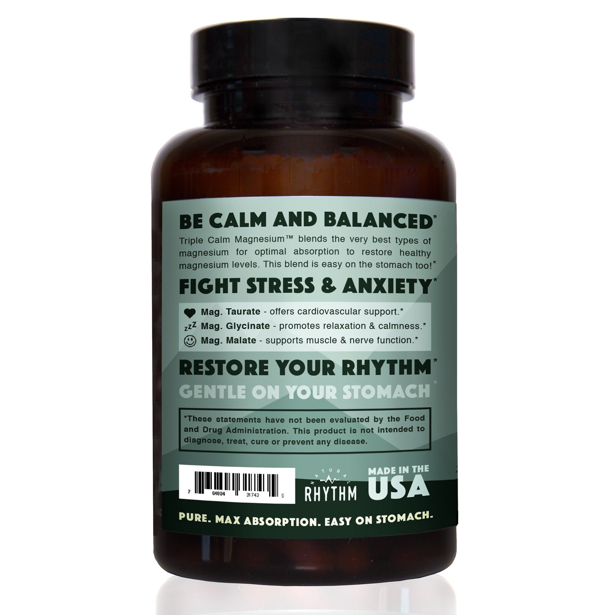 Triple Calm Magnesium - 150mg of Magnesium Taurate, Glycinate, and Malate (120 capsules)